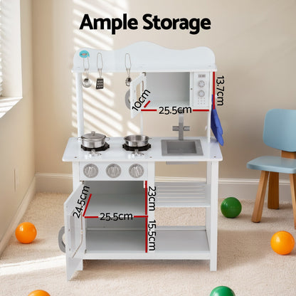 Keezi Kids Kitchen Play Set Wooden Pretend Toys Cooking Children Cookware Food-Toy Kitchen Sets-PEROZ Accessories