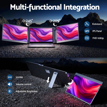 Devanti Triple Portable Monitor Laptop Screen Extender 15.6" Dual Display FHD IPS-Electronics > Computer Accessories > Computer Monitors &amp; Accessories-PEROZ Accessories