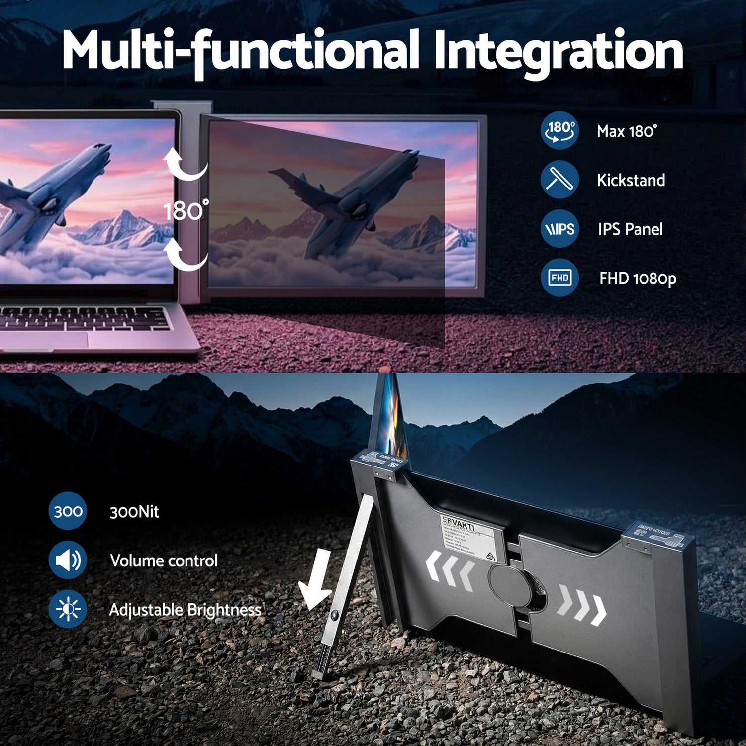 Devanti Portable Monitor Laptop Screen Extender Dual Display 1080P IPS USB C-Electronics > Computer Accessories > Computer Monitors &amp; Accessories-PEROZ Accessories