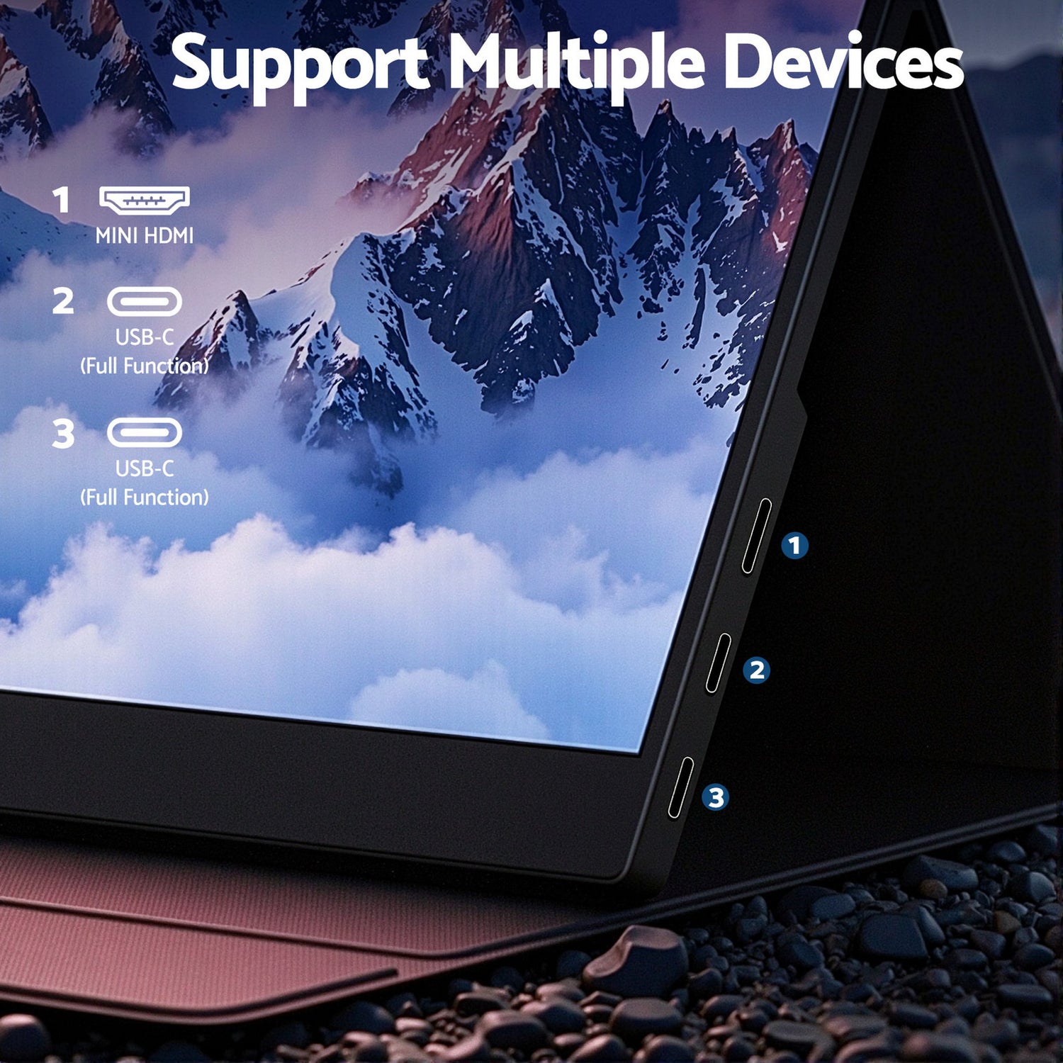 Devanti Portable Monitor Laptop Extender USB C Travel Display 16 Inch Black-Electronics > Computer Accessories > Computer Monitors &amp; Accessories-PEROZ Accessories