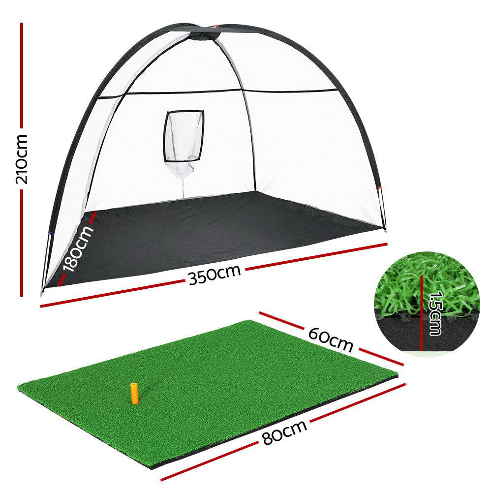 Everfit 3.5m Golf Practice Net with Driving Mat Training Aid Target Hitting-Sports &amp; Fitness &gt; Golf &gt; Golf Training Aids-PEROZ Accessories