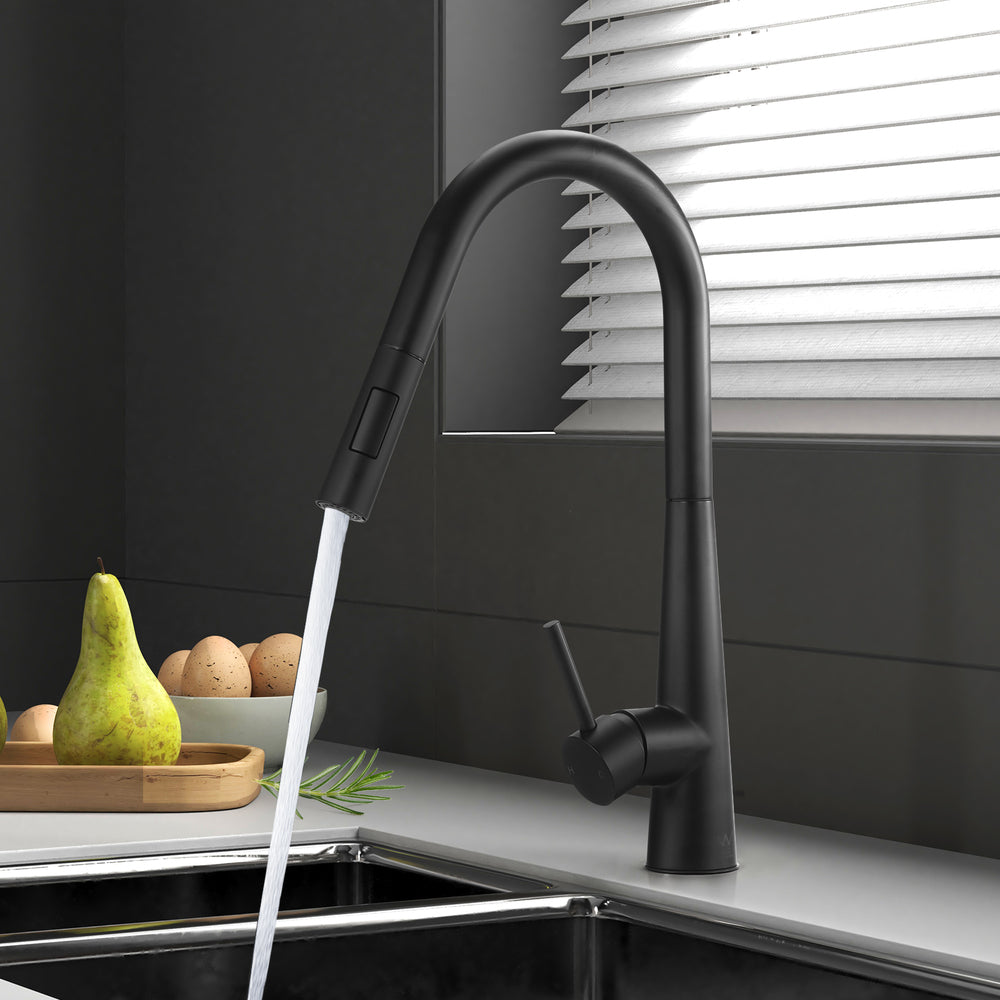 Welba Kitchen Mixer Tap Pull Out Faucet 2-Mode Swivel Black-Faucet-PEROZ Accessories