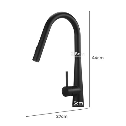 Welba Kitchen Mixer Tap Pull Out Faucet 2-Mode Swivel Black-Faucet-PEROZ Accessories