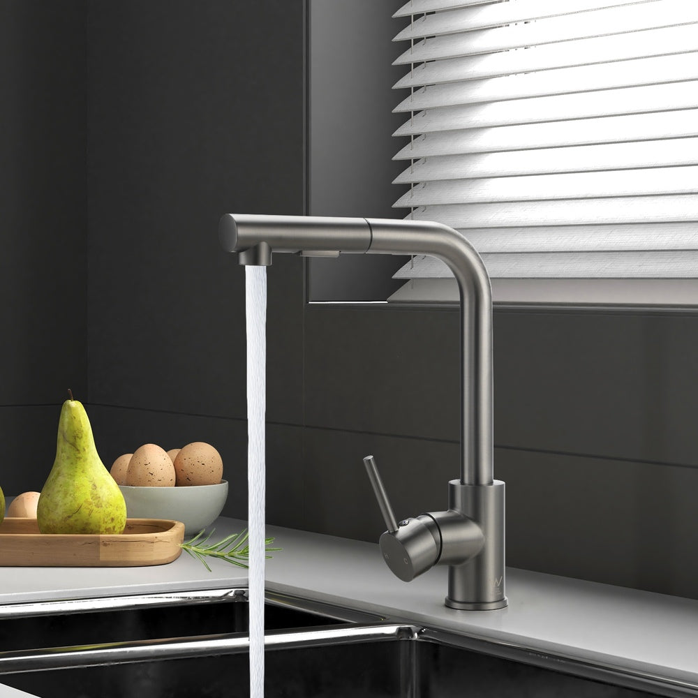 Welba Kitchen Mixer Tap Pull Out Faucet Swivel 2 Modes Grey-Faucet-PEROZ Accessories