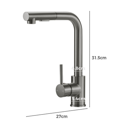 Welba Kitchen Mixer Tap Pull Out Faucet Swivel 2 Modes Grey-Faucet-PEROZ Accessories