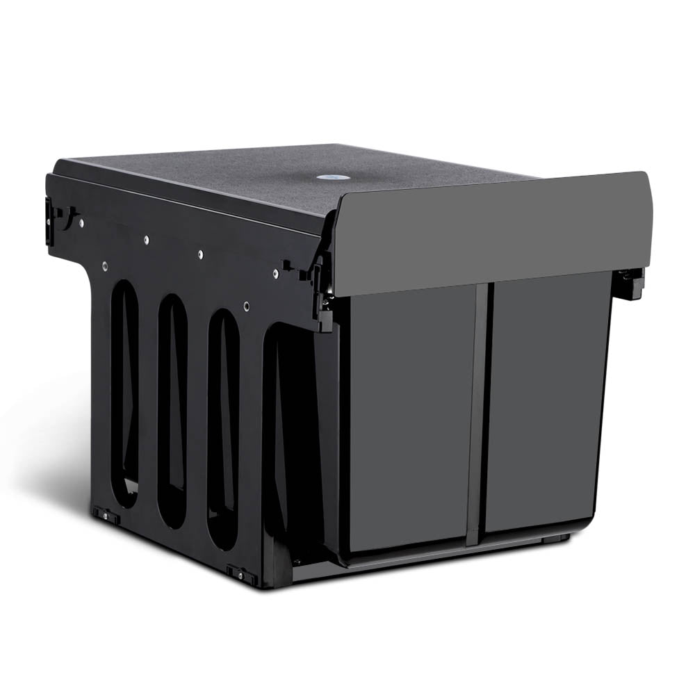 Cefito Pull Out Bin Kitchen Double Basket 2X15L Black-Home &amp; Garden &gt; Kitchen Bins &gt; Pull Out Bins-PEROZ Accessories