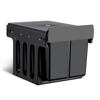 Cefito Pull Out Bin Kitchen Double Basket 2X15L Black-Home &amp; Garden &gt; Kitchen Bins &gt; Pull Out Bins-PEROZ Accessories