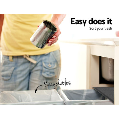 Cefito Pull Out Bin Kitchen Double Basket 2X15L Black-Home &amp; Garden &gt; Kitchen Bins &gt; Pull Out Bins-PEROZ Accessories