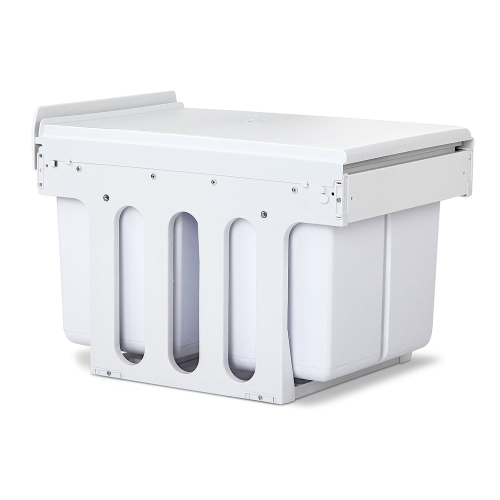 Cefito Pull Out Bin Kitchen Double Basket 2X15L White-Home &amp; Garden &gt; Kitchen Bins &gt; Pull Out Bins-PEROZ Accessories