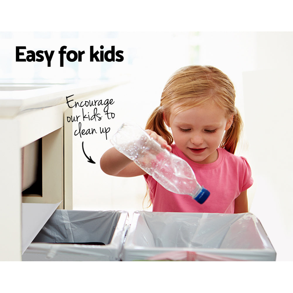 Cefito Pull Out Bin Kitchen Double Basket 2X15L White-Home &amp; Garden &gt; Kitchen Bins &gt; Pull Out Bins-PEROZ Accessories