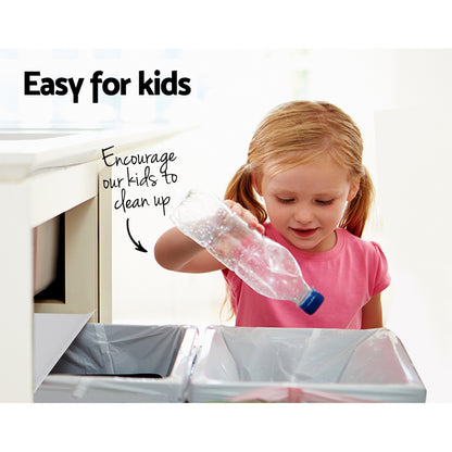 Cefito Pull Out Bin Kitchen Double Basket 2X15L White-Home &amp; Garden &gt; Kitchen Bins &gt; Pull Out Bins-PEROZ Accessories