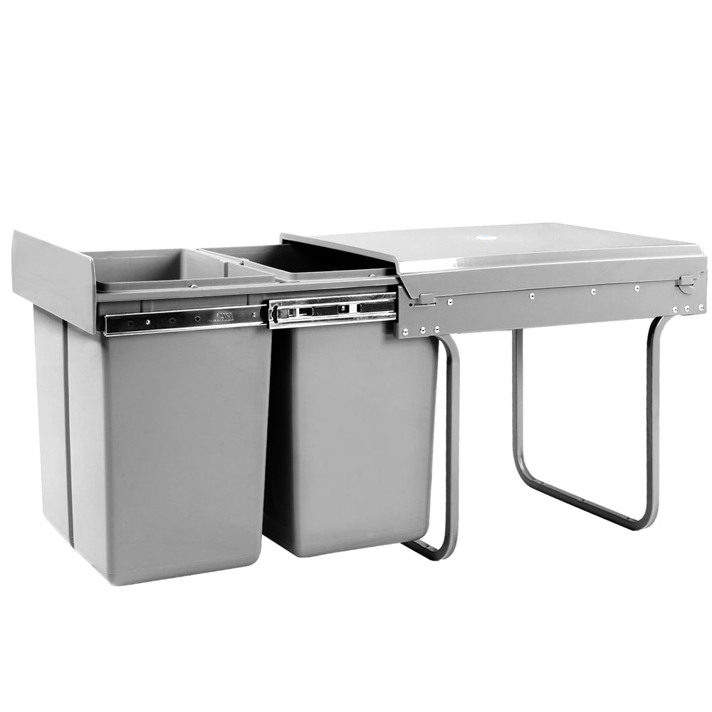 Cefito Pull Out Bin Kitchen Double Basket 2X20L Grey-Home &amp; Garden &gt; Kitchen Bins &gt; Pull Out Bins-PEROZ Accessories