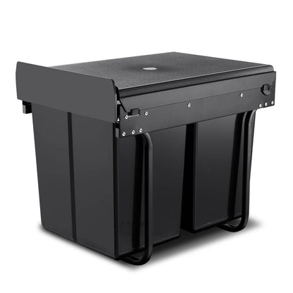 Cefito Pull Out Bin Kitchen Double Basket 2X20L Black-Home &amp; Garden &gt; Kitchen Bins &gt; Pull Out Bins-PEROZ Accessories