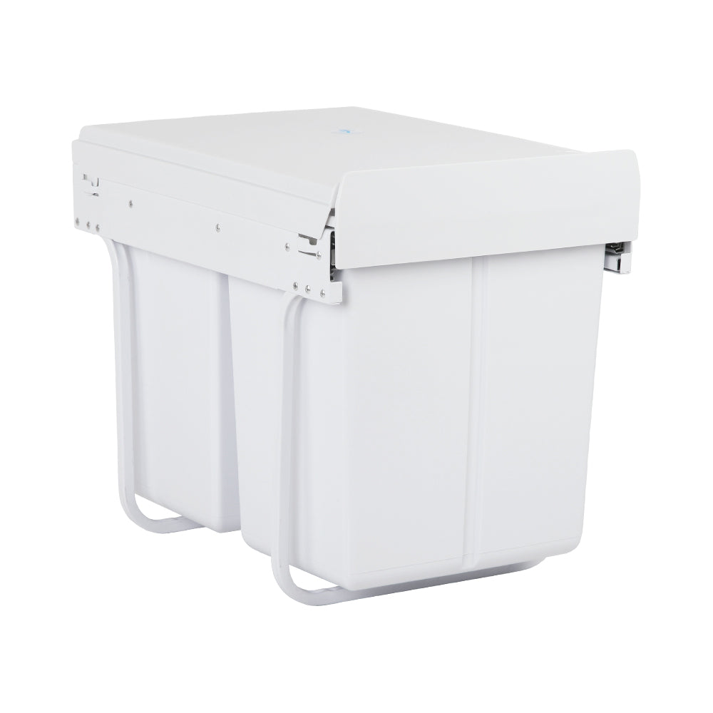 Cefito Pull Out Bin Kitchen Double Basket 2X20L White-Home &amp; Garden &gt; Kitchen Bins &gt; Pull Out Bins-PEROZ Accessories