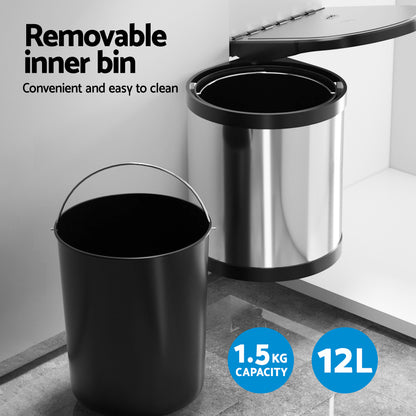 Cefito Pull Out Bin Swing Out Bins 12L-Home &amp; Garden &gt; Kitchen Bins &gt; Pull Out Bins-PEROZ Accessories