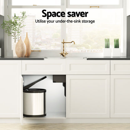 Cefito Pull Out Bin Swing Out Bins 12L-Home &amp; Garden &gt; Kitchen Bins &gt; Pull Out Bins-PEROZ Accessories