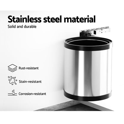 Cefito Pull Out Bin Swing Out Bins 12L-Home &amp; Garden &gt; Kitchen Bins &gt; Pull Out Bins-PEROZ Accessories