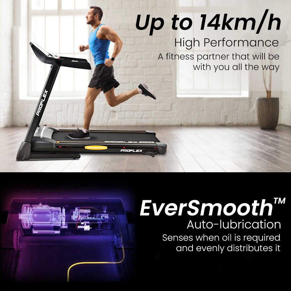 PROFLEX TRX4 Electric Treadmill, Medium Size, Foldable, Suspension, Bluetooth, USB/MP3, Pulse Sensors, Fitness Tracker-Walking Pad-PEROZ Accessories