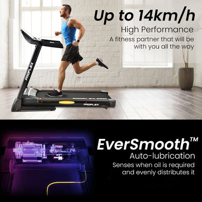 PROFLEX TRX4 Electric Treadmill, Medium Size, Foldable, Suspension, Bluetooth, USB/MP3, Pulse Sensors, Fitness Tracker-Walking Pad-PEROZ Accessories