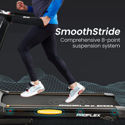 PROFLEX TRX4 Electric Treadmill, Medium Size, Foldable, Suspension, Bluetooth, USB/MP3, Pulse Sensors, Fitness Tracker-Walking Pad-PEROZ Accessories
