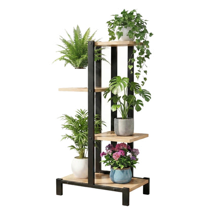 Artiss 4 Tiers Plant Stand Metal Flower Pots Shelf Indoor Outdoor Garden Home-Home &amp; Garden > Artificial Plants > Pots, Planters &amp; Accessories-PEROZ Accessories
