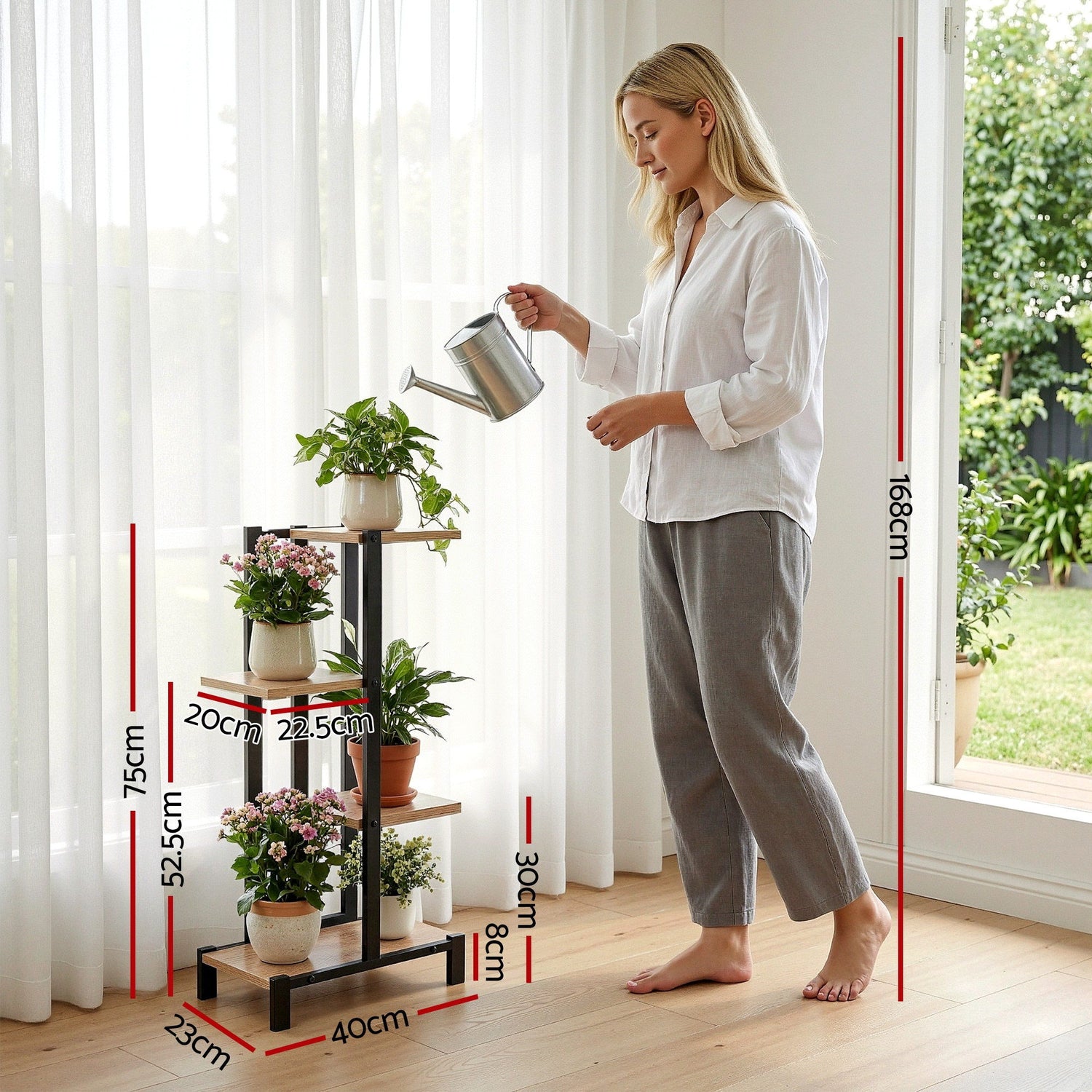 Artiss 4 Tiers Plant Stand Metal Flower Pots Shelf Indoor Outdoor Garden Home-Home &amp; Garden > Artificial Plants > Pots, Planters &amp; Accessories-PEROZ Accessories