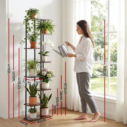 Artiss 8 Tiers Plant Stand Metal Flower Pots Shelf Indoor Outdoor Garden Home-Home &amp; Garden > Artificial Plants > Pots, Planters &amp; Accessories-PEROZ Accessories