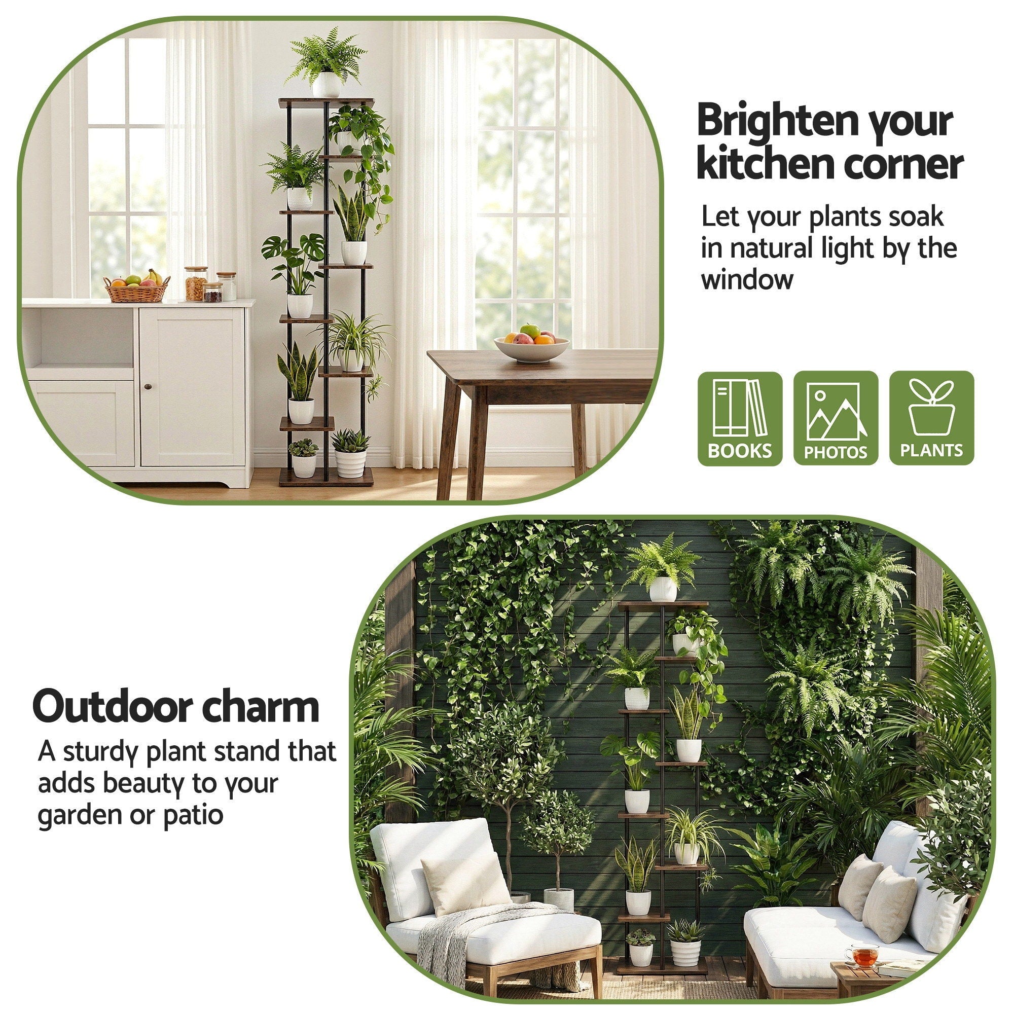 Artiss 8 Tiers Plant Stand Metal Flower Pots Shelf Indoor Outdoor Garden Home-Home &amp; Garden > Artificial Plants > Pots, Planters &amp; Accessories-PEROZ Accessories