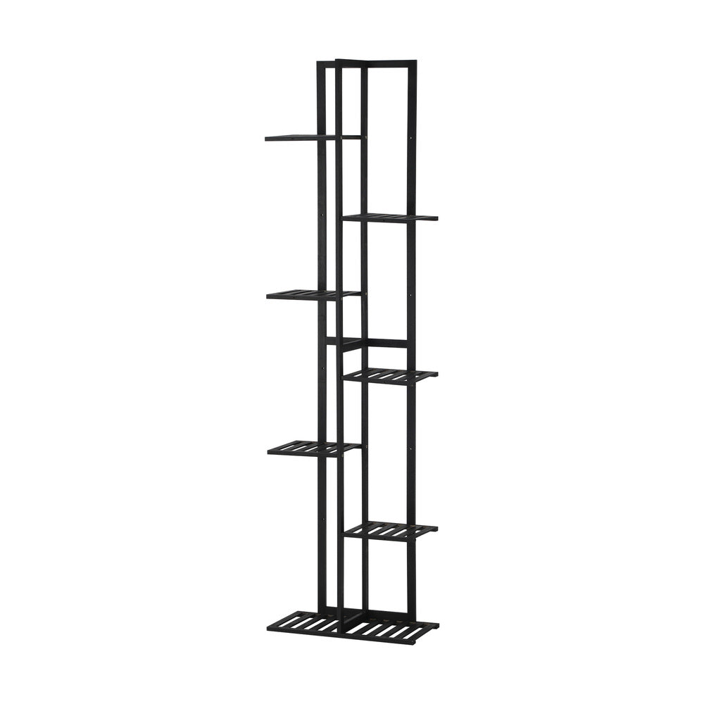 Livsip 7 Tiers Bamboo Plant Stand Staged Black-Plant Stand-PEROZ Accessories