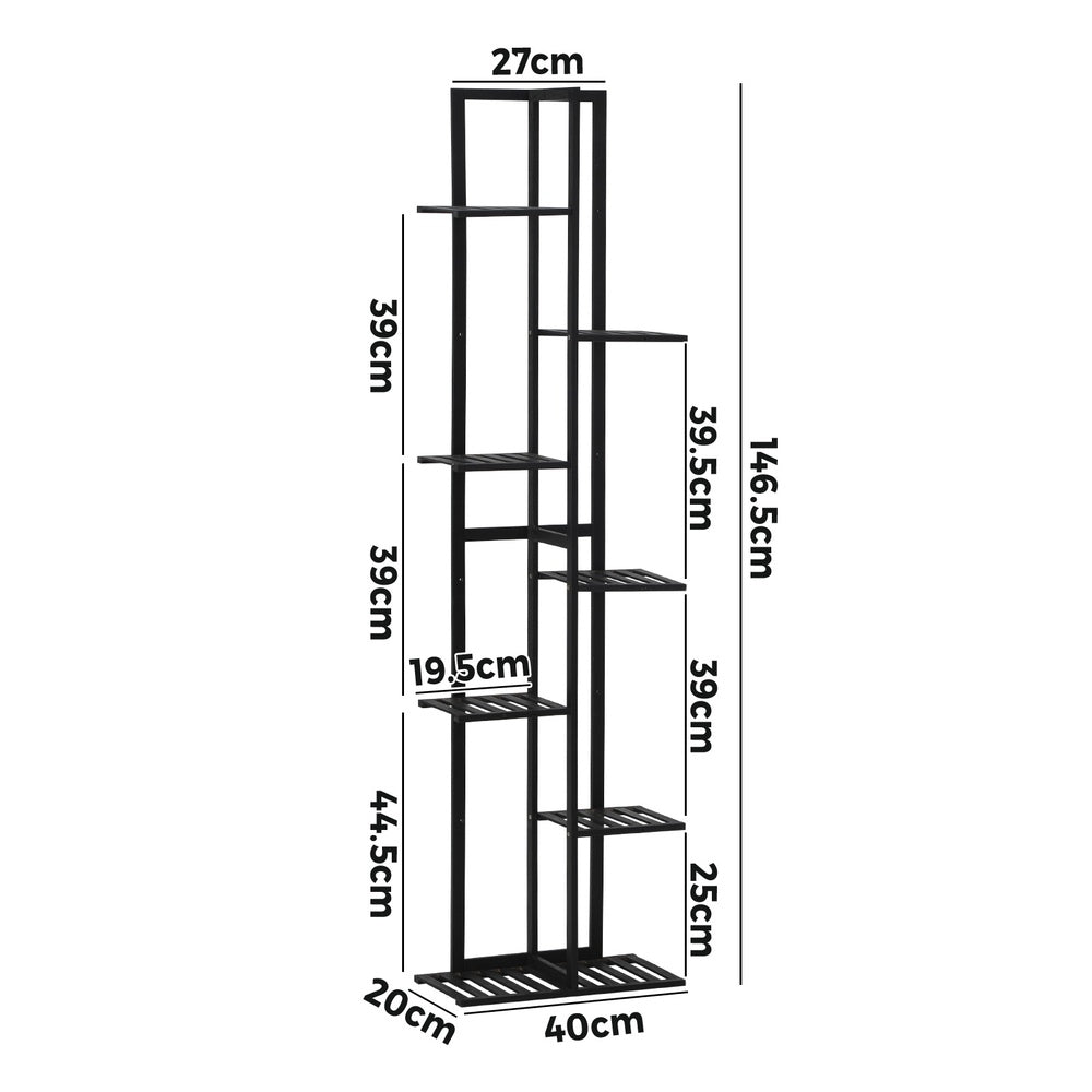 Livsip 7 Tiers Bamboo Plant Stand Staged Black-Plant Stand-PEROZ Accessories