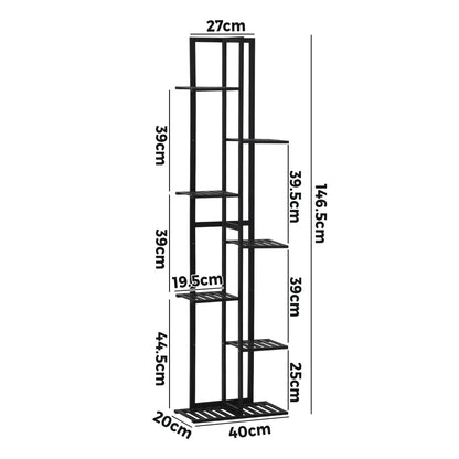 Livsip 7 Tiers Bamboo Plant Stand Staged Black-Plant Stand-PEROZ Accessories