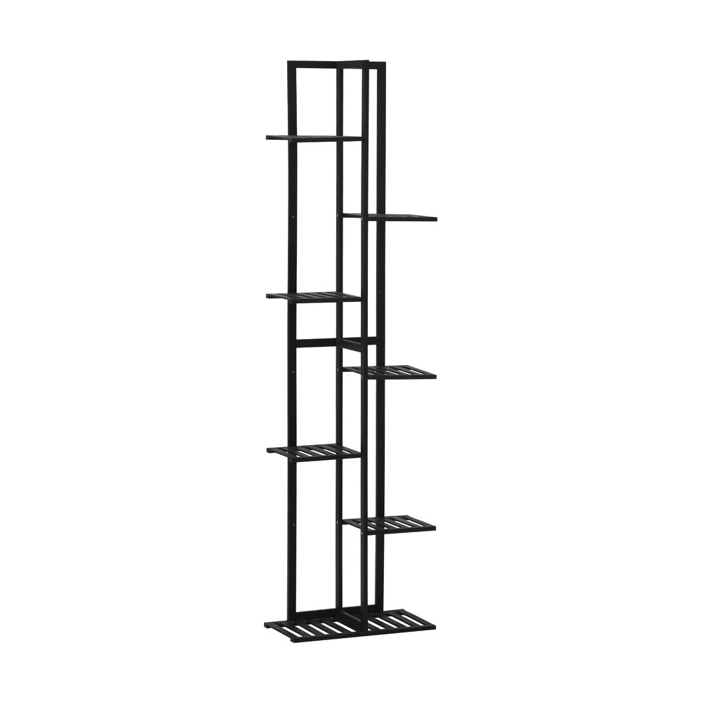 Livsip 7 Tiers Bamboo Plant Stand Staged Black-Plant Stand-PEROZ Accessories