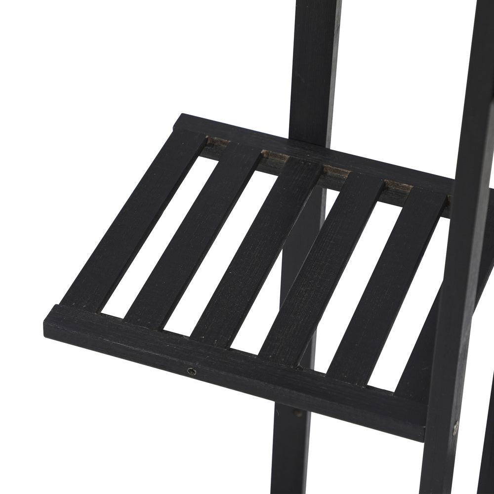 Livsip 7 Tiers Bamboo Plant Stand Staged Black-Plant Stand-PEROZ Accessories