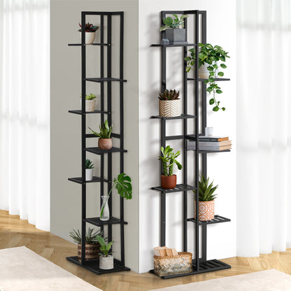 Livsip 7 Tiers Bamboo Plant Stand Staged Black-Plant Stand-PEROZ Accessories