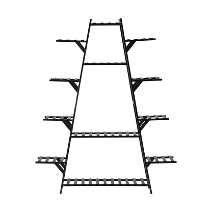 Livsip Plant Stand 12-shelf Bamboo Frame Black-Plant Stand-PEROZ Accessories