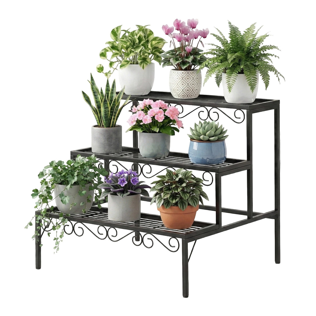 Artiss Plant Stand 3 Tier Metal Corner Plant Shelf Multiple Flower Holder Rack-Home &amp; Garden > Artificial Plants > Pots, Planters &amp; Accessories-PEROZ Accessories