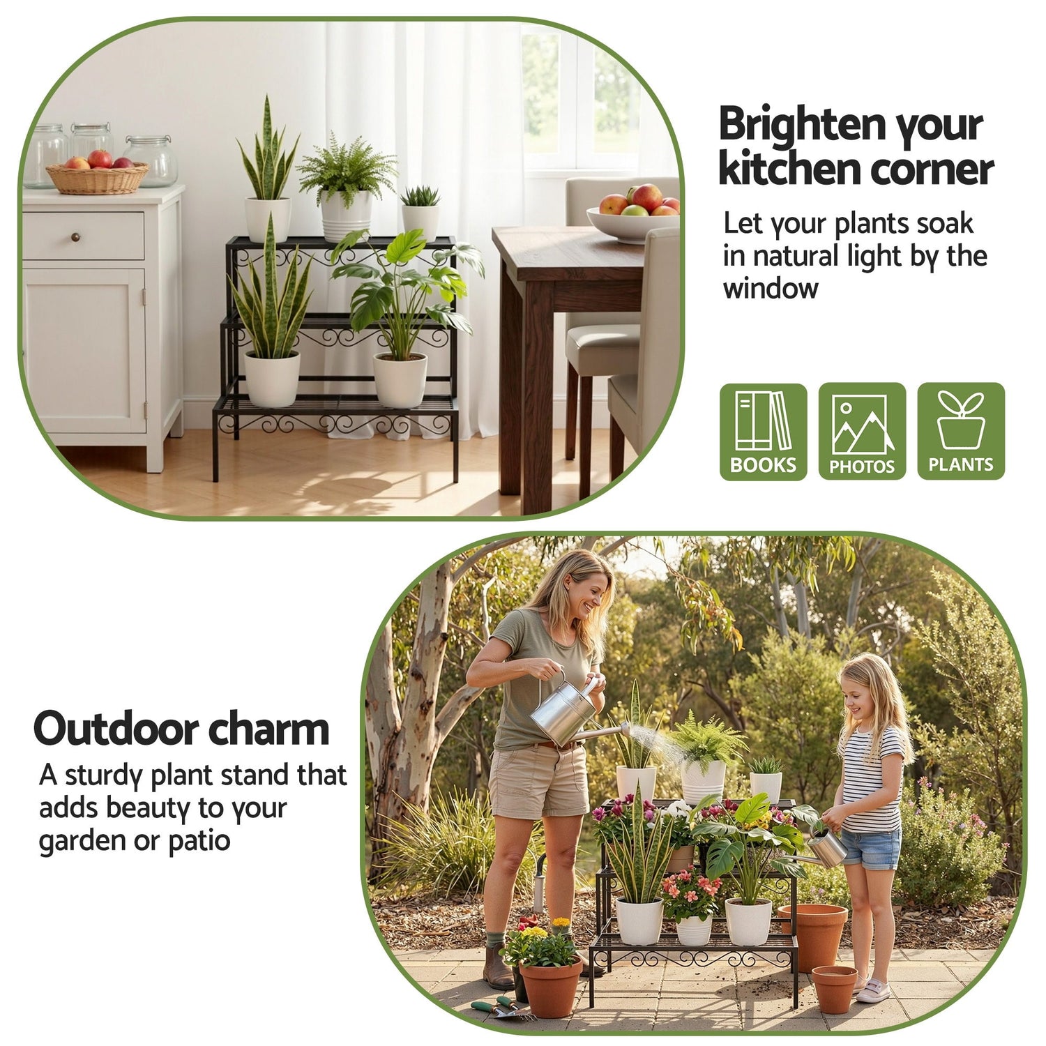 Artiss Plant Stand 3 Tier Metal Corner Plant Shelf Multiple Flower Holder Rack-Home &amp; Garden > Artificial Plants > Pots, Planters &amp; Accessories-PEROZ Accessories