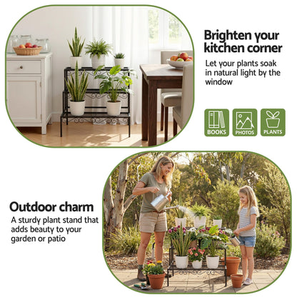 Artiss Plant Stand 3 Tier Metal Corner Plant Shelf Multiple Flower Holder Rack-Home &amp; Garden > Artificial Plants > Pots, Planters &amp; Accessories-PEROZ Accessories