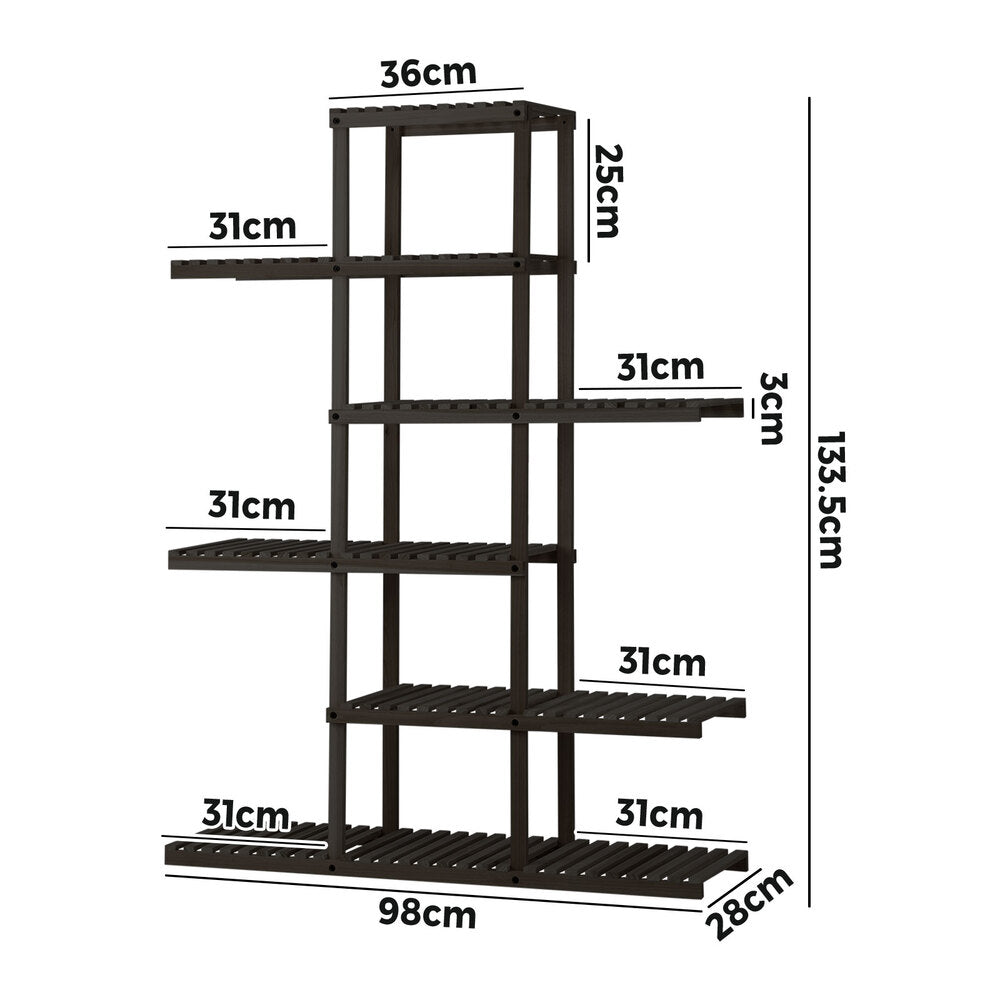Livsip Plant Stand Outdoor Indoor 6 Tiers Flower Pots Rack Corner Shelf Black-Plant Stand-PEROZ Accessories