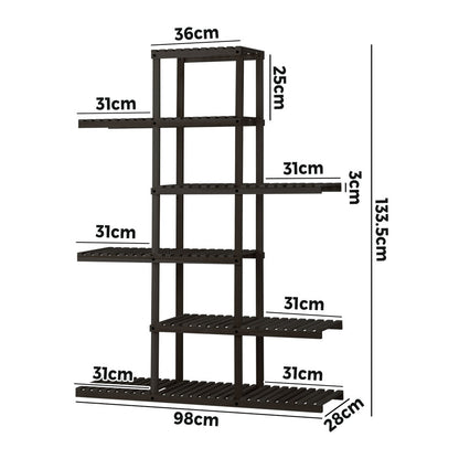 Livsip Plant Stand Outdoor Indoor 6 Tiers Flower Pots Rack Corner Shelf Black-Plant Stand-PEROZ Accessories