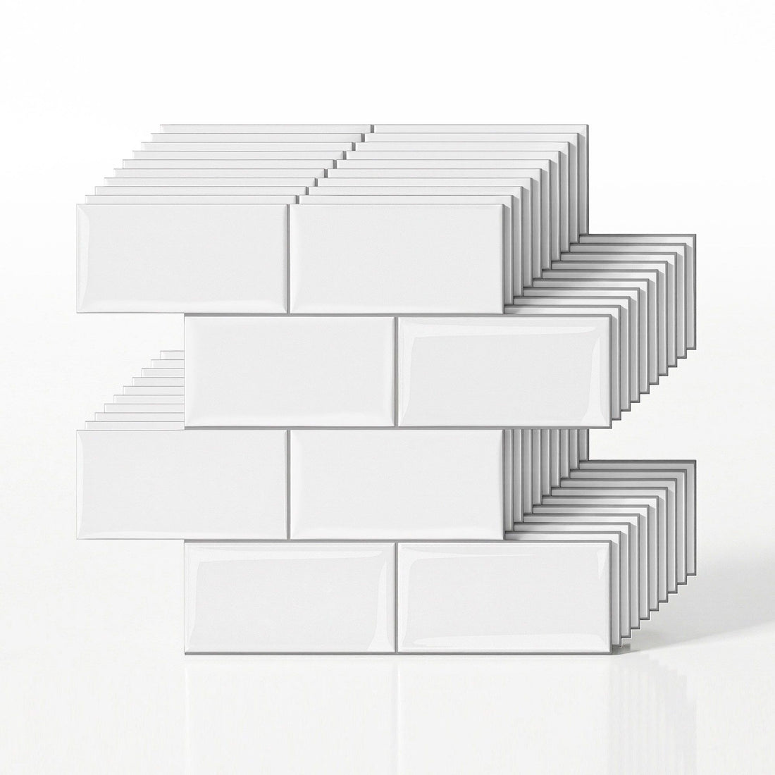 Artiss 3D Peel and Stick Wall Tiles Self Adhesive Subway Backsplash 10 Sheets, White-Home &amp; Garden > Decor > Wallpaper-PEROZ Accessories