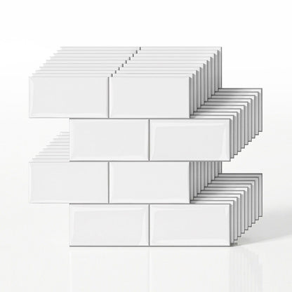 Artiss 3D Peel and Stick Wall Tiles Self Adhesive Subway Backsplash 10 Sheets, White-Home &amp; Garden > Decor > Wallpaper-PEROZ Accessories