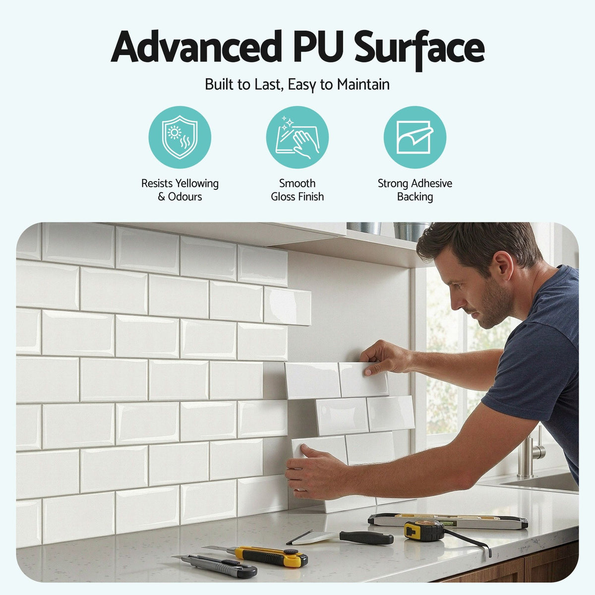 Artiss 3D Peel and Stick Wall Tiles Self Adhesive Subway Backsplash 10 Sheets, White-Home &amp; Garden > Decor > Wallpaper-PEROZ Accessories