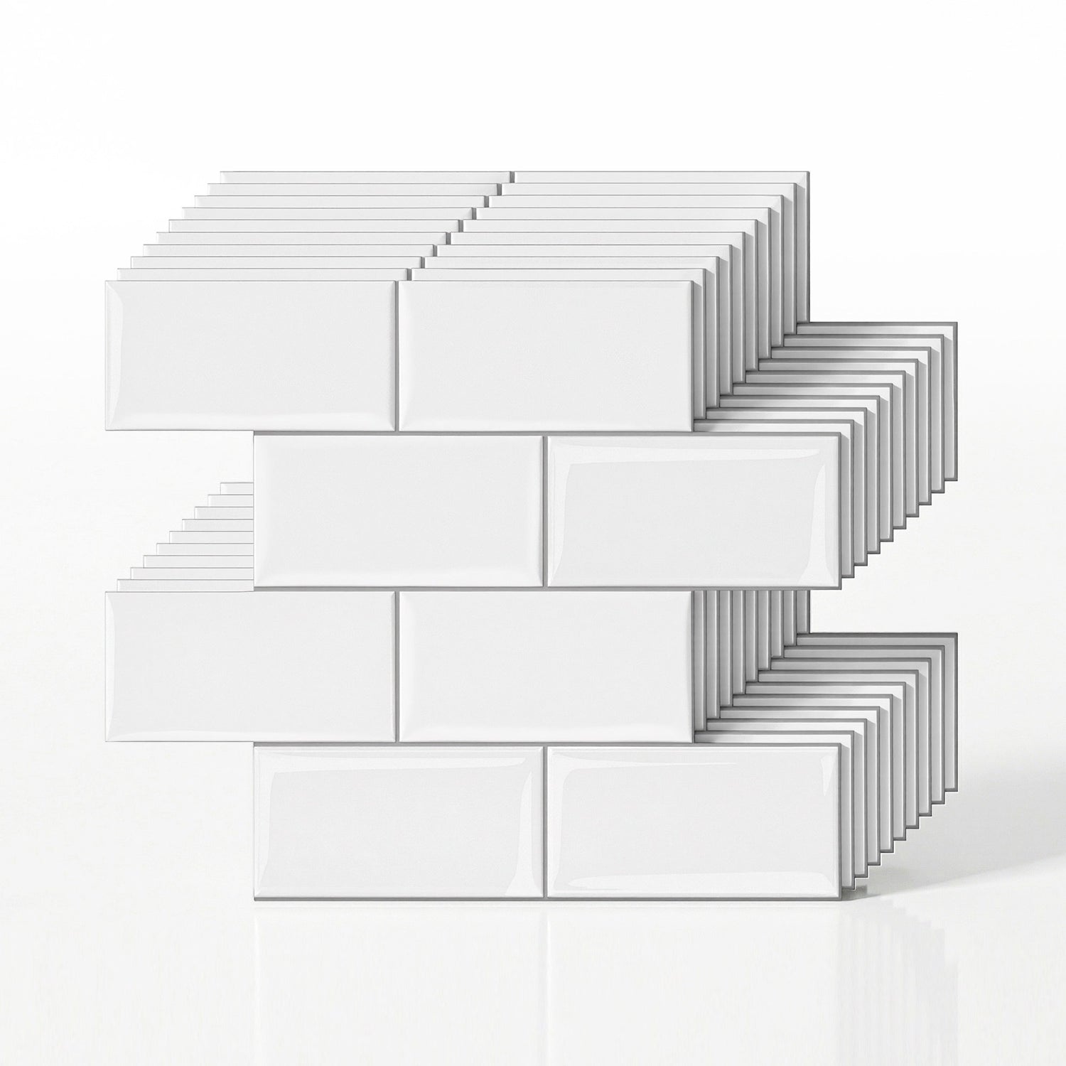 Artiss 3D Peel and Stick Wall Tiles Self Adhesive Subway Backsplash 10 Sheets, White-Home &amp; Garden > Decor > Wallpaper-PEROZ Accessories