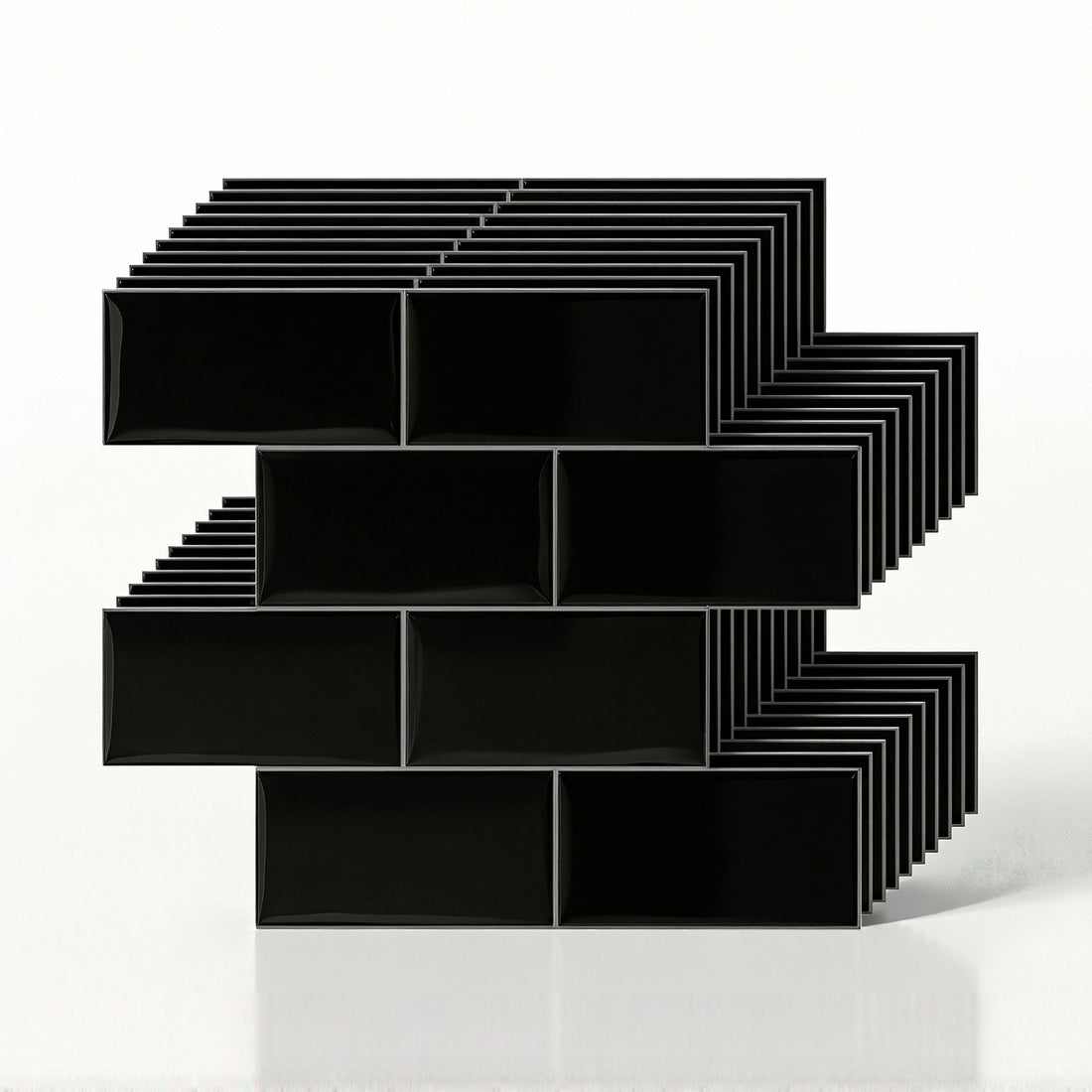 Artiss 3D Peel and Stick Wall Tiles Self Adhesive Subway Backsplash 10 Sheets, Black-Home &amp; Garden > Decor > Wallpaper-PEROZ Accessories