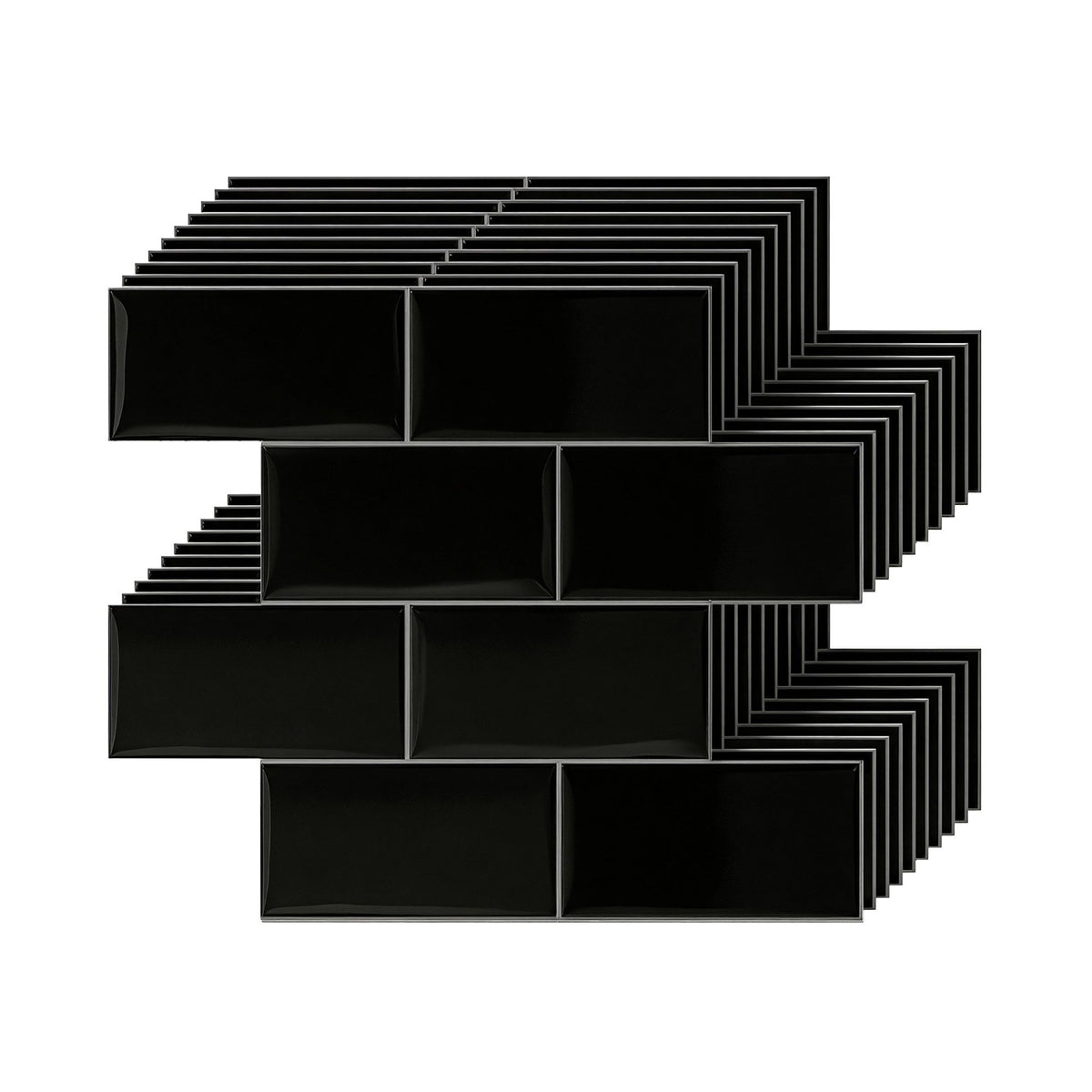 Artiss 3D Peel and Stick Wall Tiles Self Adhesive Subway Backsplash 10 Sheets, Black-Home &amp; Garden > Decor > Wallpaper-PEROZ Accessories