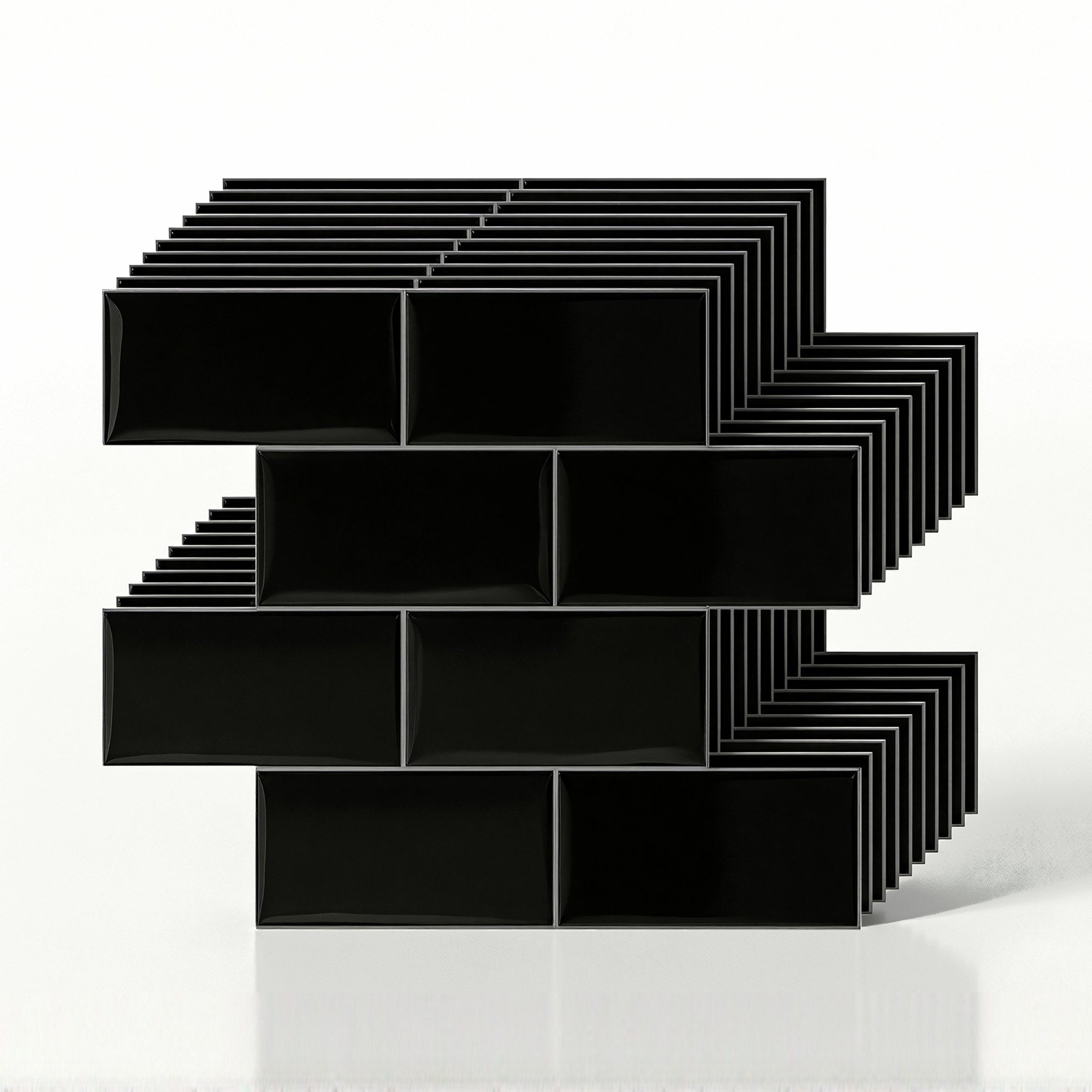 Artiss 3D Peel and Stick Wall Tiles Self Adhesive Subway Backsplash 10 Sheets, Black-Home &amp; Garden > Decor > Wallpaper-PEROZ Accessories