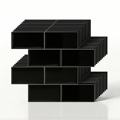 Artiss 3D Peel and Stick Wall Tiles Self Adhesive Subway Backsplash 10 Sheets, Black-Home &amp; Garden > Decor > Wallpaper-PEROZ Accessories