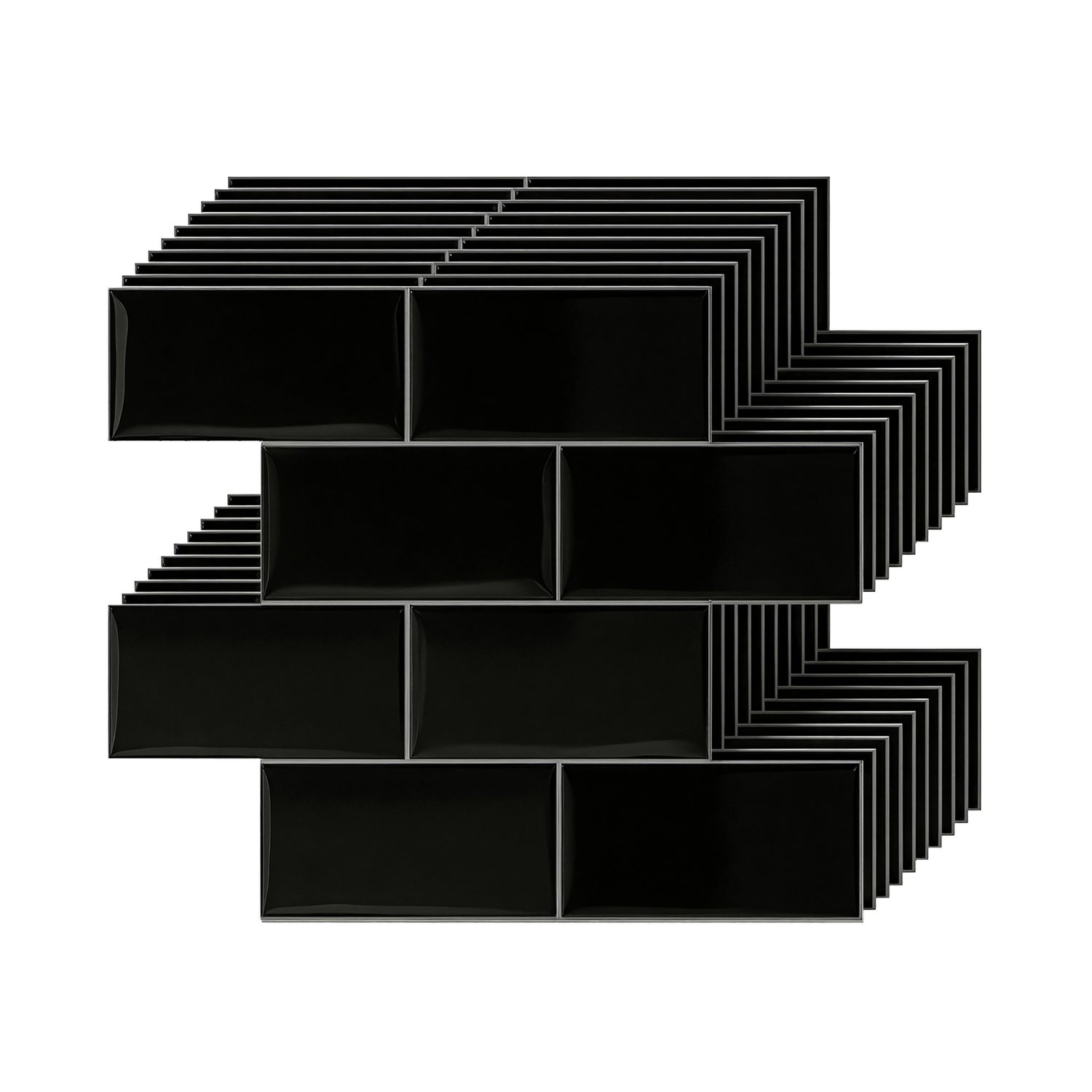 Artiss 3D Peel and Stick Wall Tiles Self Adhesive Subway Backsplash 10 Sheets, Black-Home &amp; Garden > Decor > Wallpaper-PEROZ Accessories