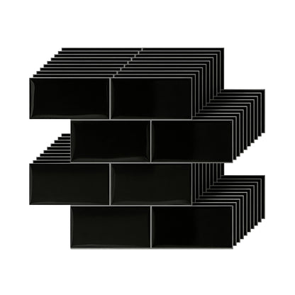 Artiss 3D Peel and Stick Wall Tiles Self Adhesive Subway Backsplash 10 Sheets, Black-Home &amp; Garden > Decor > Wallpaper-PEROZ Accessories